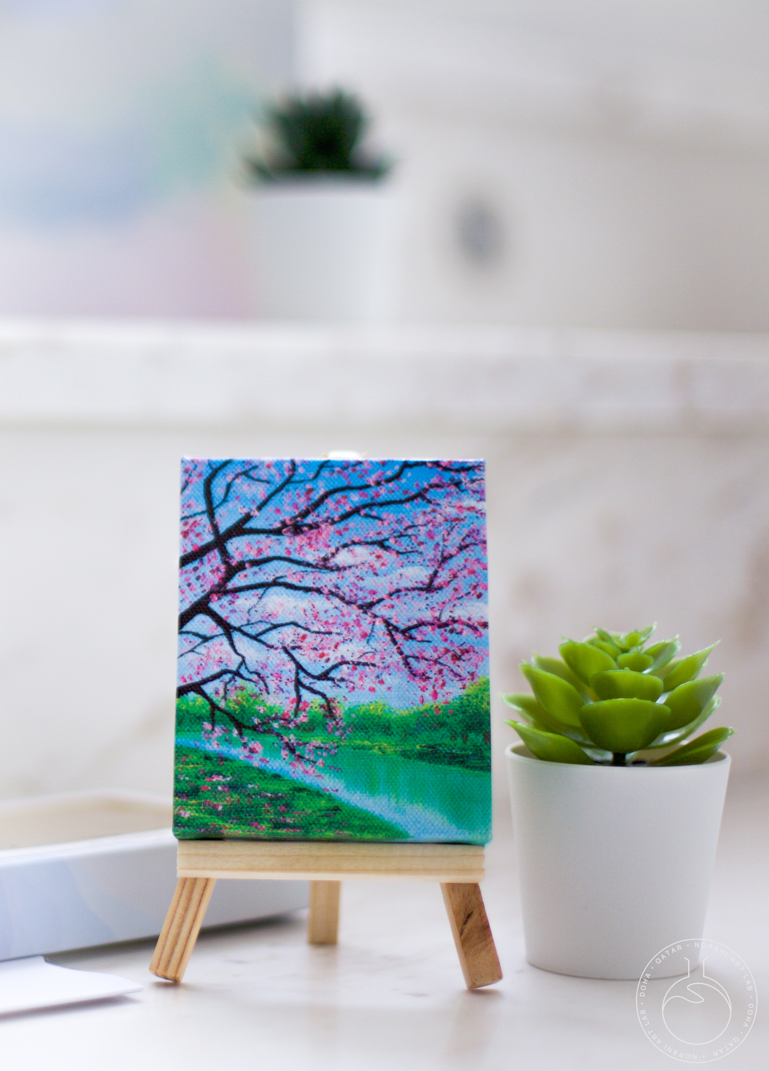 Sakura Tree” Mini Canvas Print with Easel – Norani Art Lab